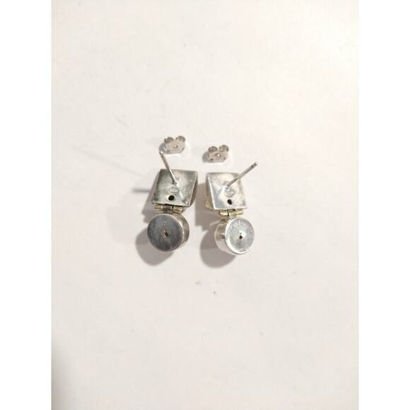 EP Signed Freshwater Pearls Dangle Earrings 14k yellow Gold Sterling Silver 925 - Picture 8 of 10